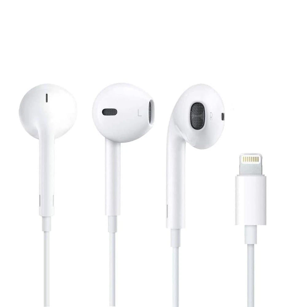 Fone de Ouvido com Fio Lightning Draik Compatível Iphone 14 13 12 11 XR XS X 8 SE Pro Estéreo Branco