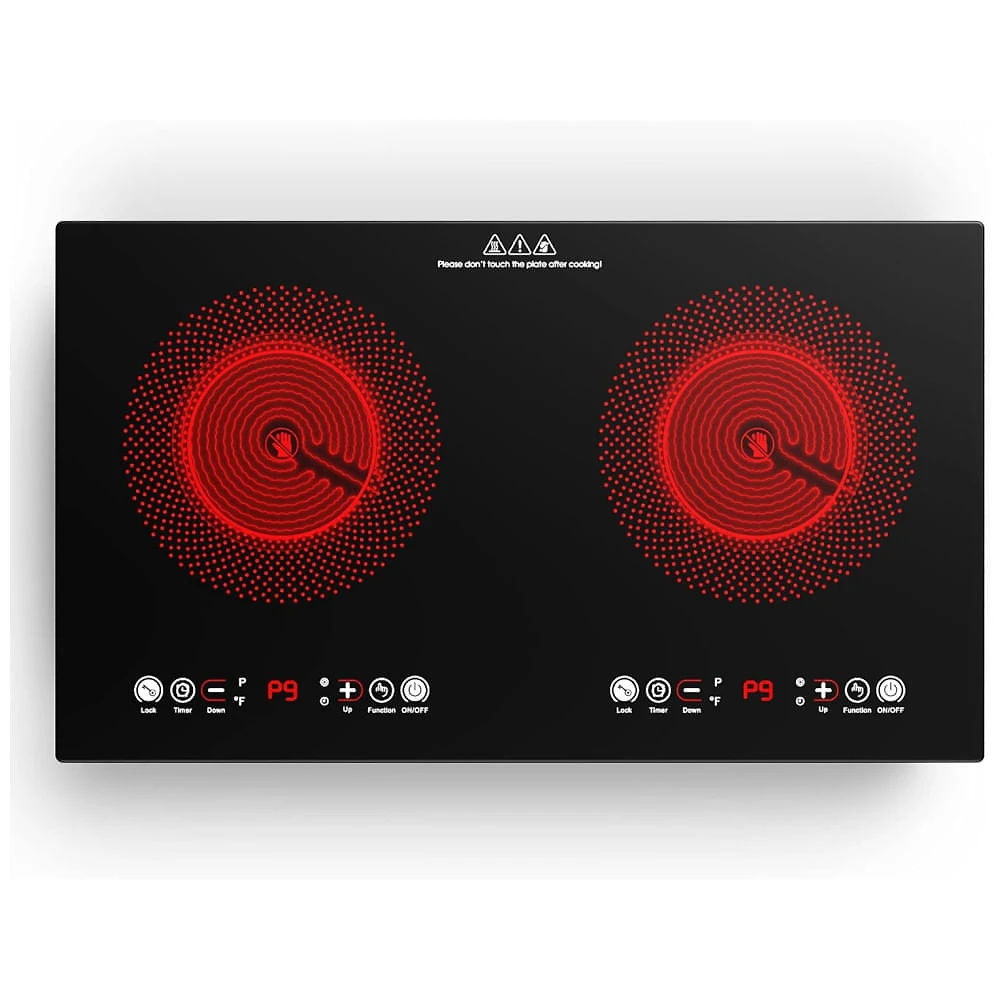 Cooktop de Indução Elétrico com 2 Queimadores de 60 cm, 9 Níveis de Temperatura, Temporizador e Proteção Contra Super...