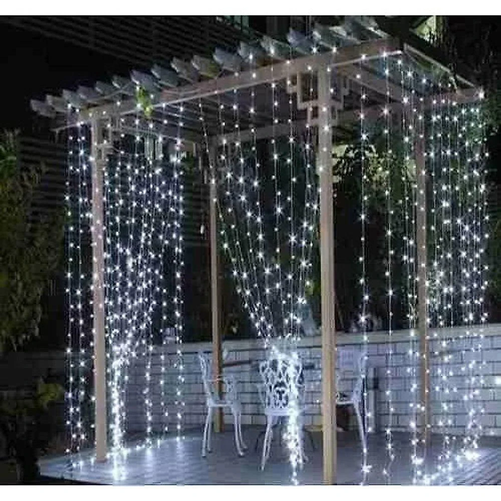 Cortina de Luzes LED Cortina 300 Leds Branca 3x3 Metros com Temporizador Branco OEM