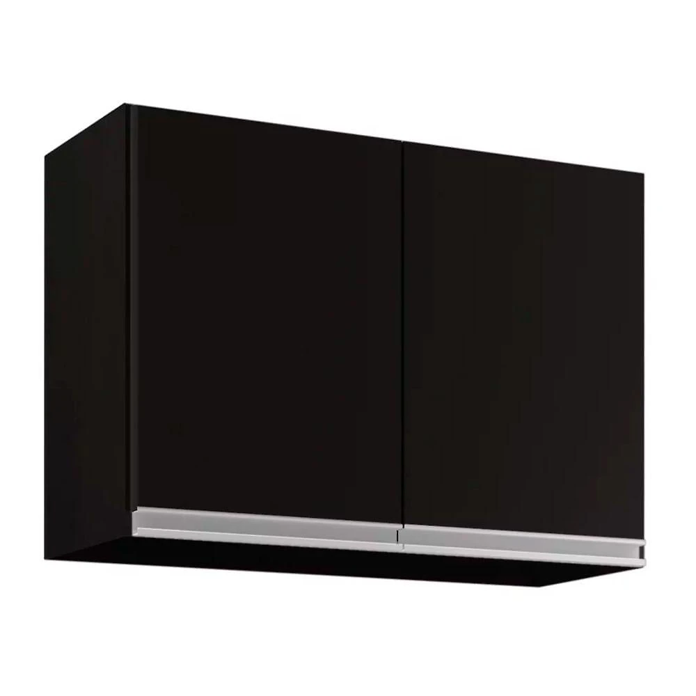 Armário Aéreo De Cozinha 02 Portas Eva 80cm Preto