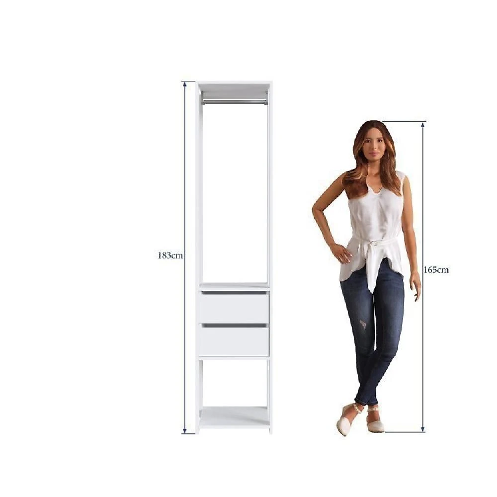 Guarda Roupa Closet 3 Peças com 3 Cabideiros 4 Gavetas 2 Nichos Easy Prodecor Branco