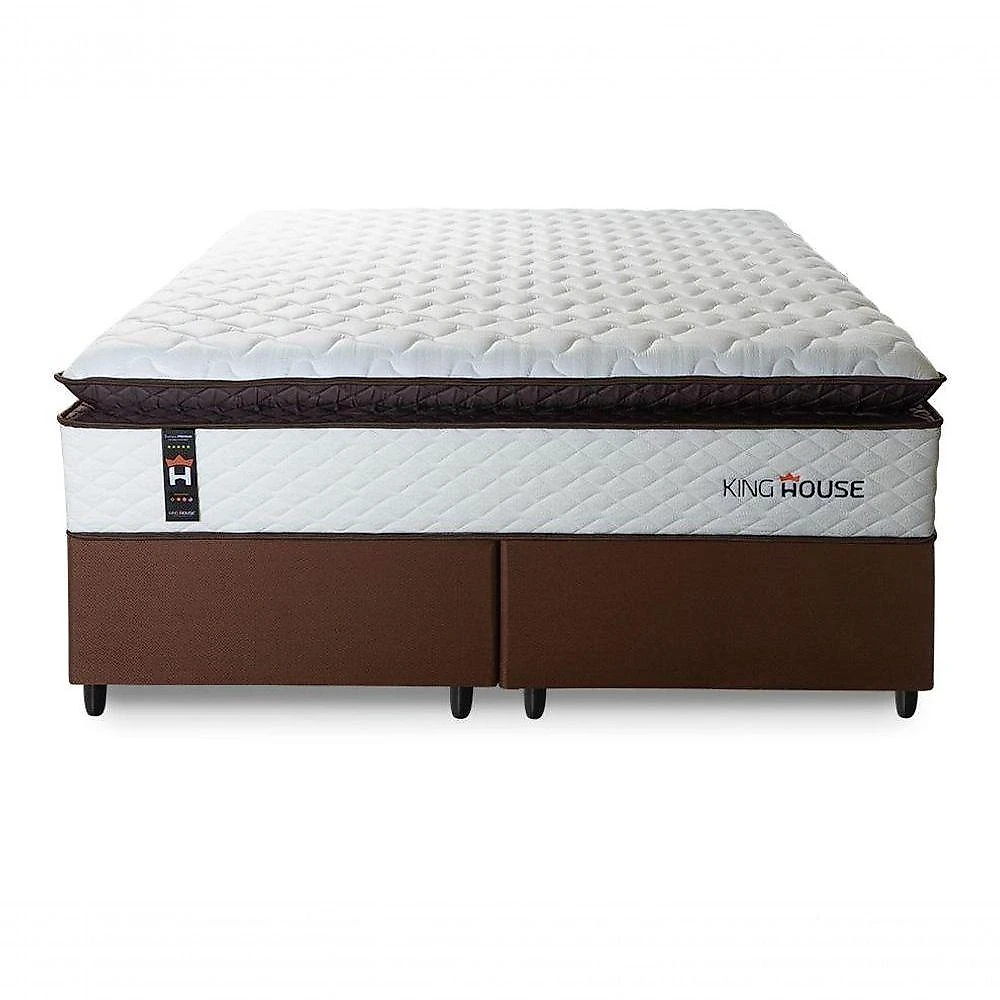 Cama Box San Diego Espuma Queen 158x198 Branco King House