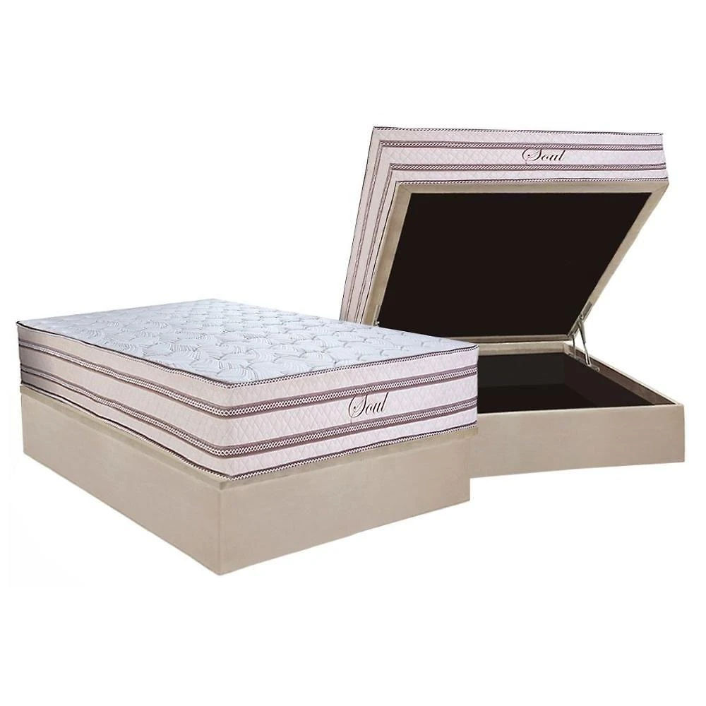 Conjunto Box Baú Casal: Colchão Molas Paropas Ensacadas Soul + Base Crc Suede Clean (138x188)