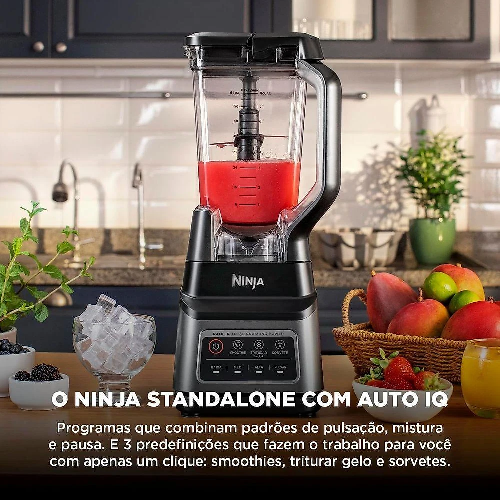 Liquidificador Ninja Total Crushing Auto-IQ 2,1L Tritan 3 Programas Automáticos Preto 110V