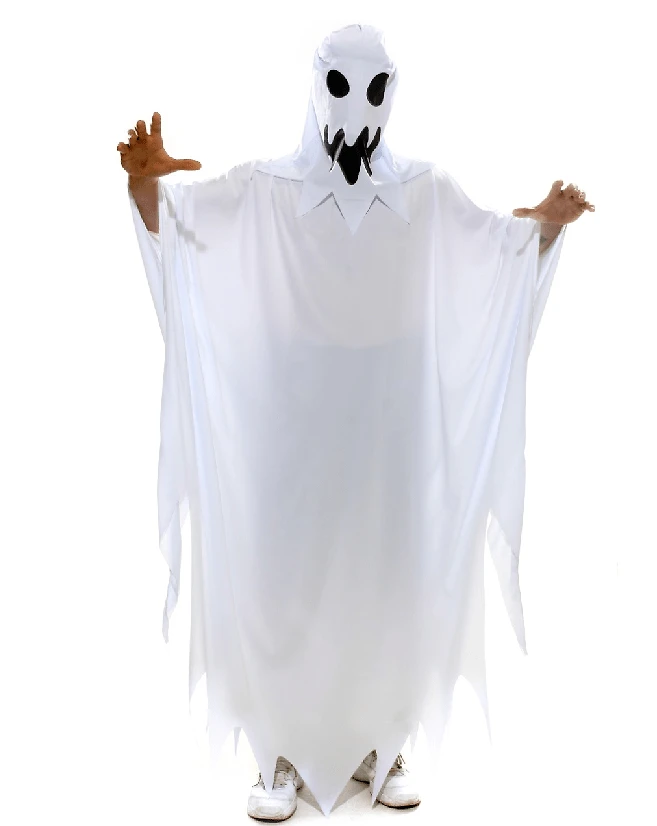 Fantasia Fantasma Túnica Adulto com Capuz - Halloween