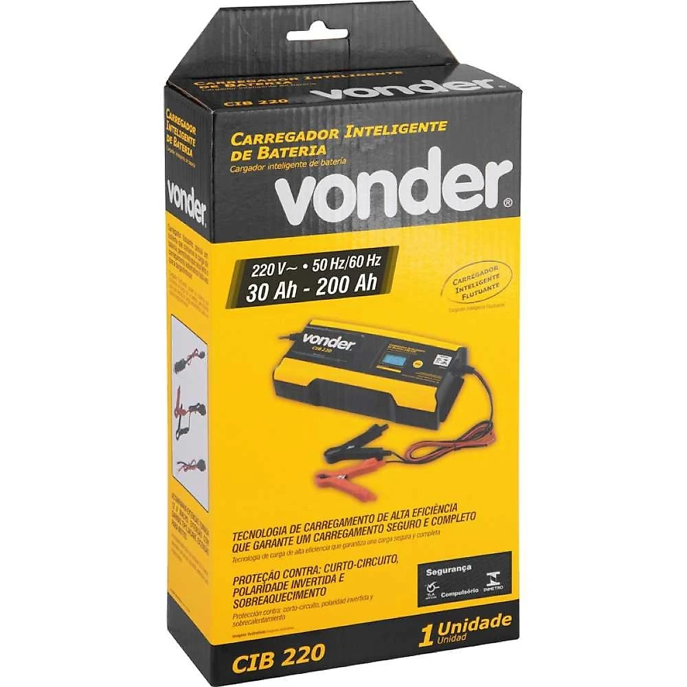 Carregador inteligente vonder cib220 30-200ah 6/12v 220v