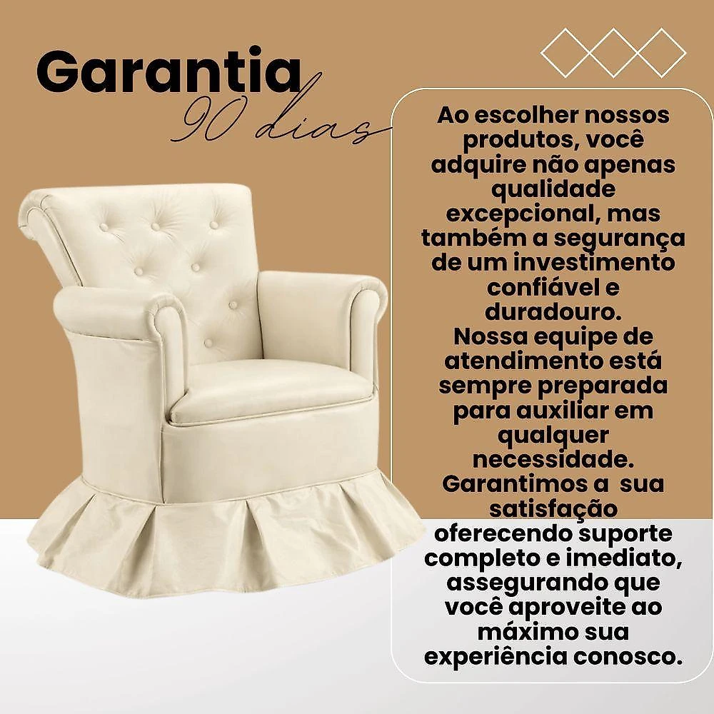 Poltrona Cadeira Amamentação Descanso Confortável Quarto Sala Leitura Corino Branco