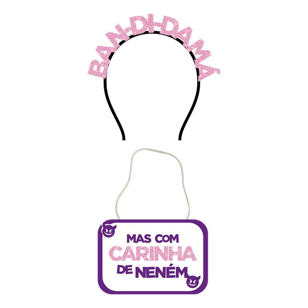 Kit De Festa Bandida Má Com Tiara E Plaquinha