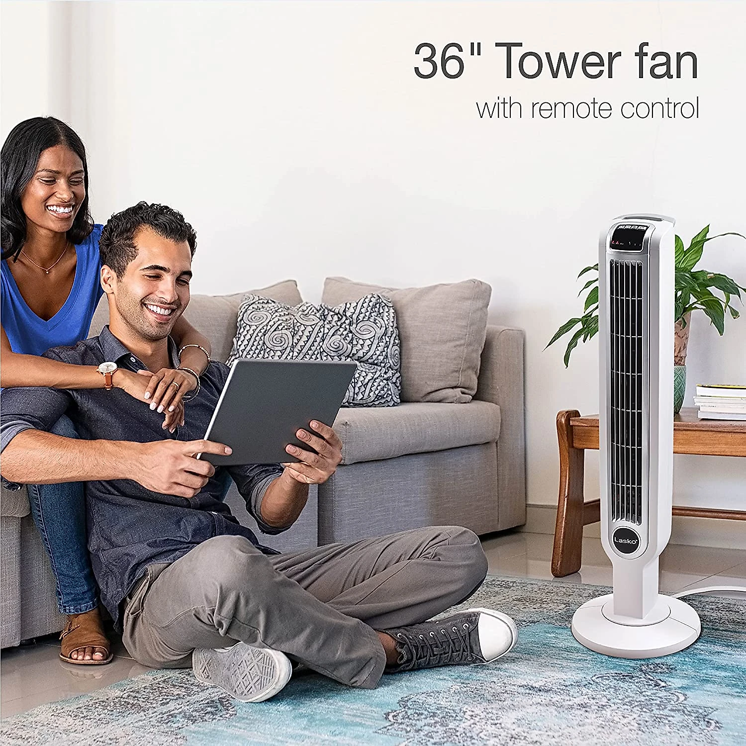 Lasko 2510 Oscillating Tower Fan 36 Inch White
