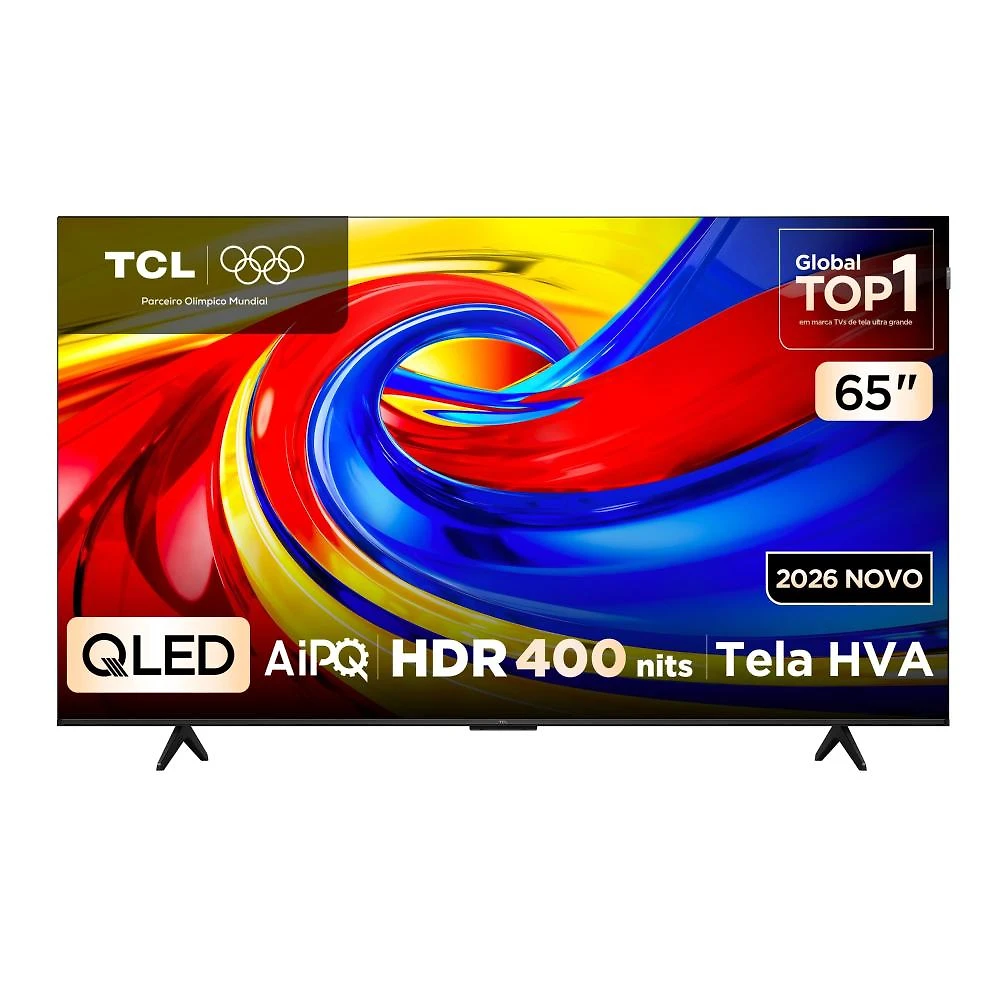 Smart tv 65” 4k qled tcl 65p7l google tv até 120hz dolby vision atmos