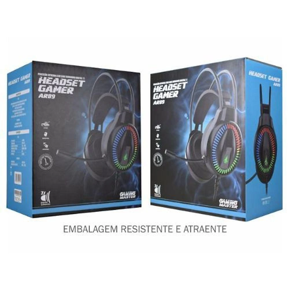 Headset Kmex Gamer Rgb 7.1 Ar89 Preto
