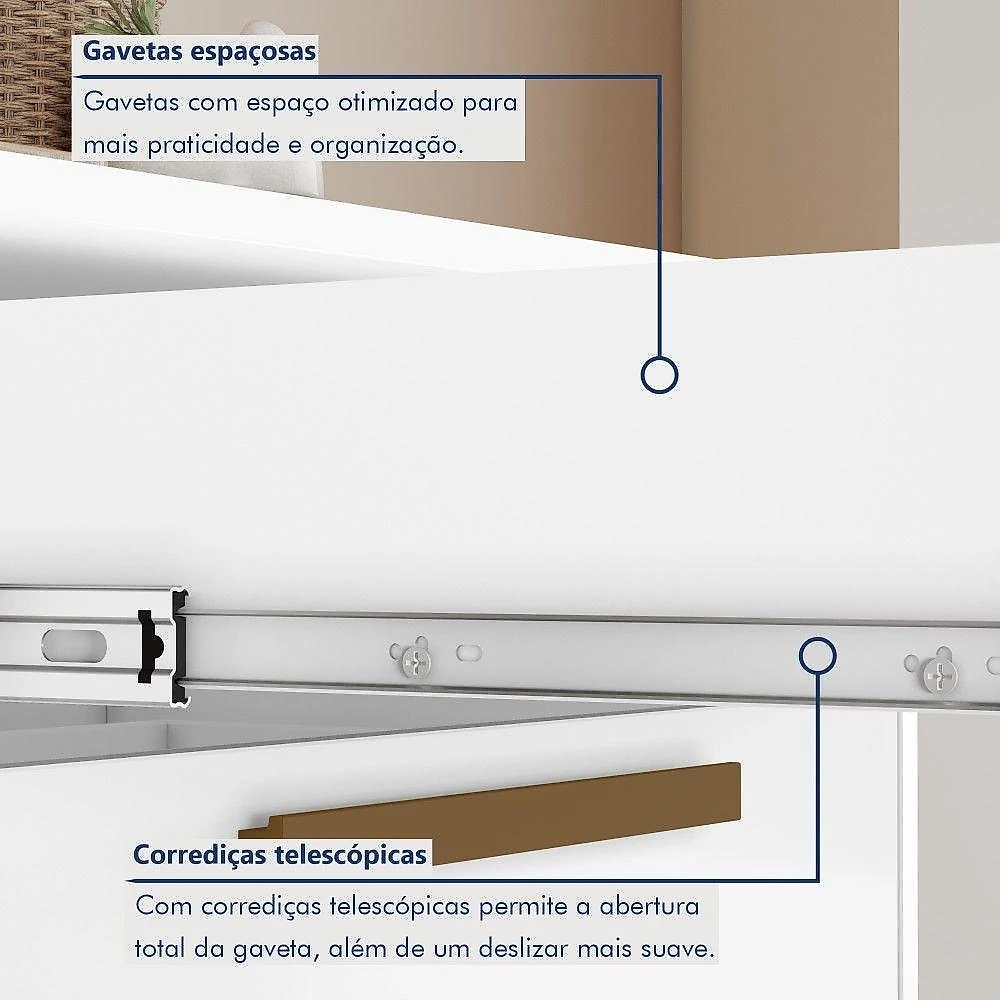 Cozinha Modulada Lorena 10 Portas com Fruteira 182cm Branco Kaiki Móveis