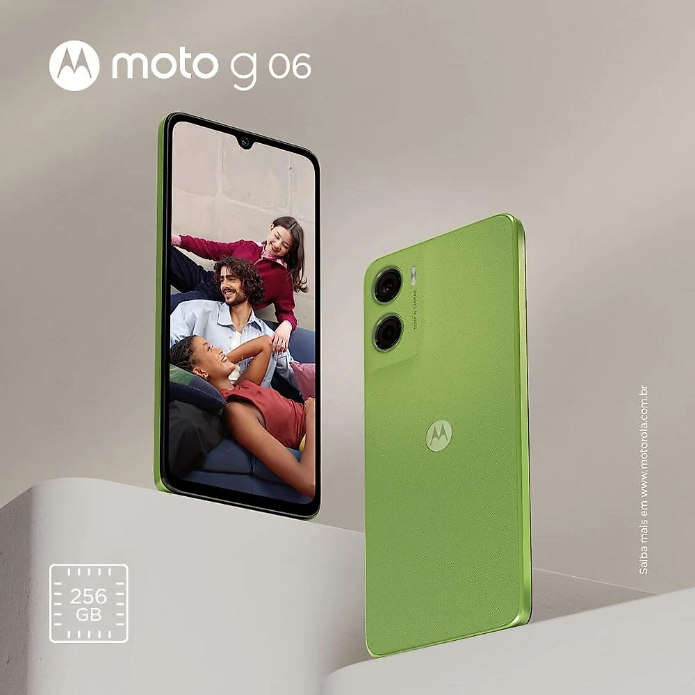 Smartphone motorola moto g06 4g tela 6,9” 256gb câmera 50mp verde