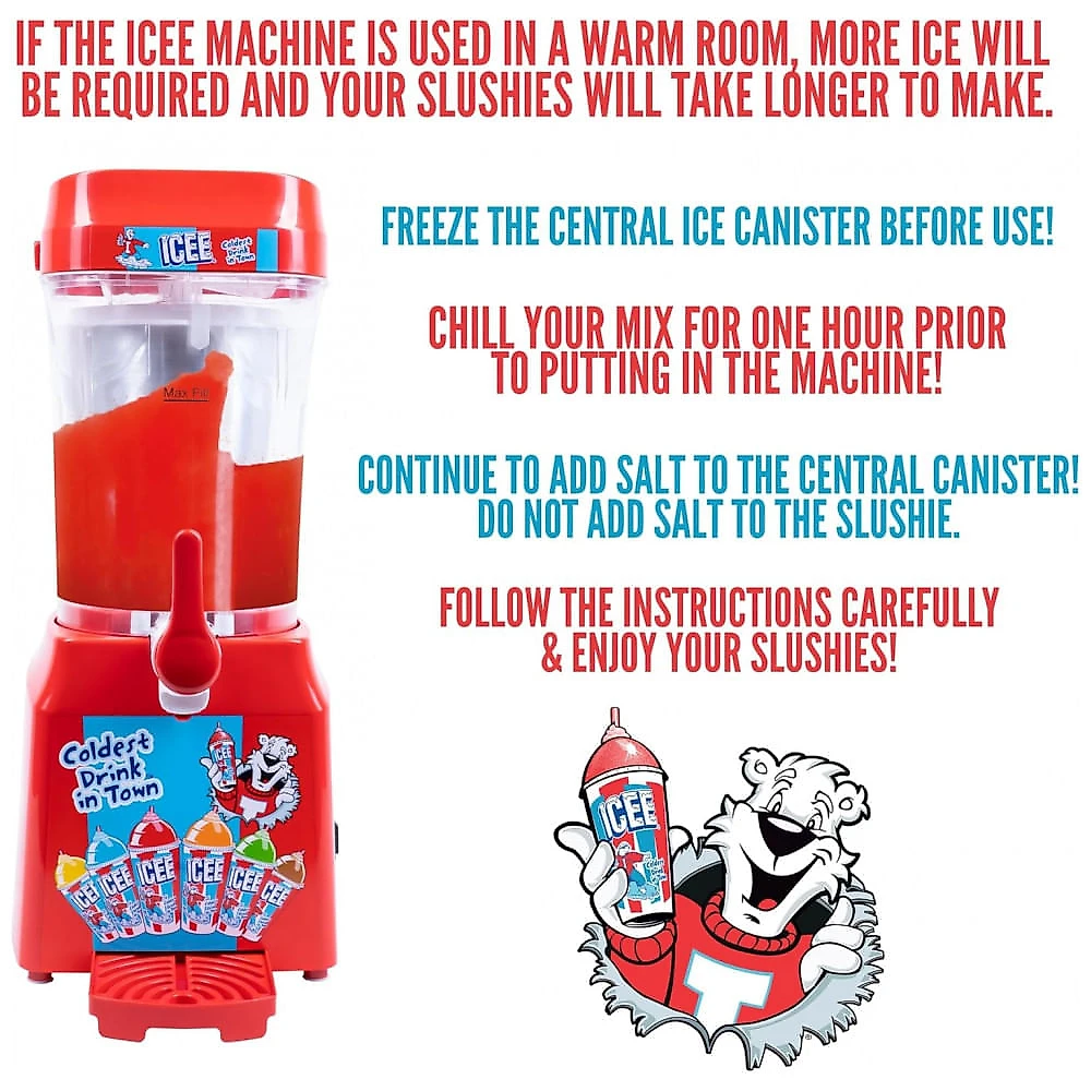 Máquina de Slush Raspadinha ICEE Fizz Creations 1L Vermelha Frozen Drinks 34Fl Compacta
