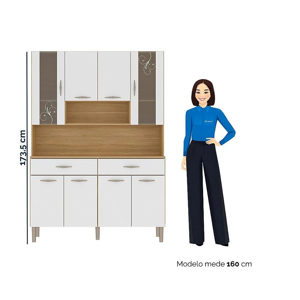 Armário De Cozinha 8 Portas 2 Gavetas Golden Freijo-supremo - Ssx Multicoisas