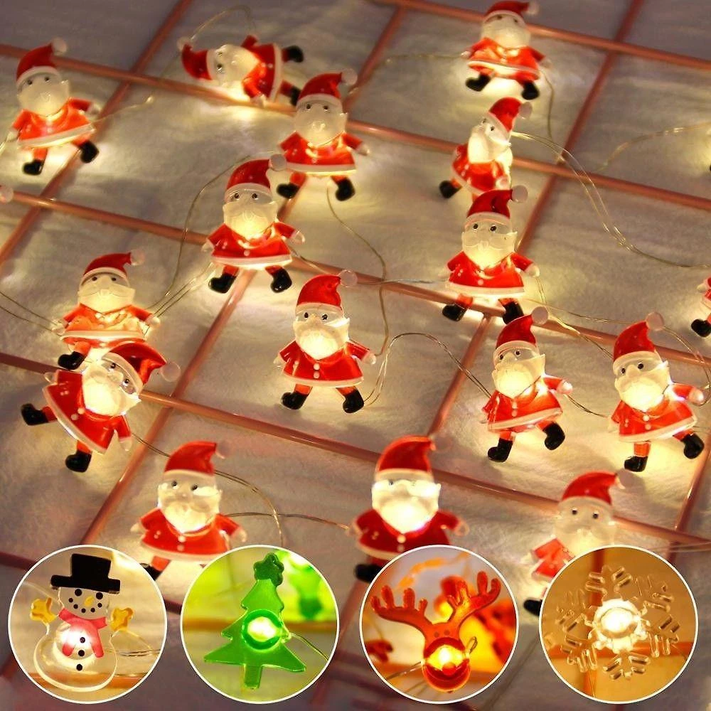 Luzes de Corda LED Natalinas com Floco de Neve 2M 20 Lâmpadas Luz Fria Transparente OEM