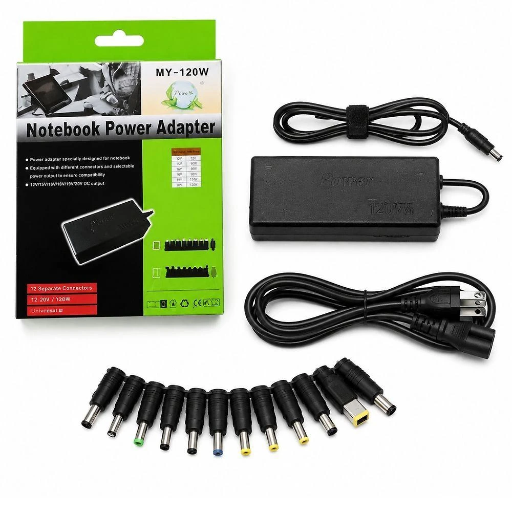 Carregador de Notebook Universal 120W com Saída Ajustável 12V a 24V Bivolt Automático MDM