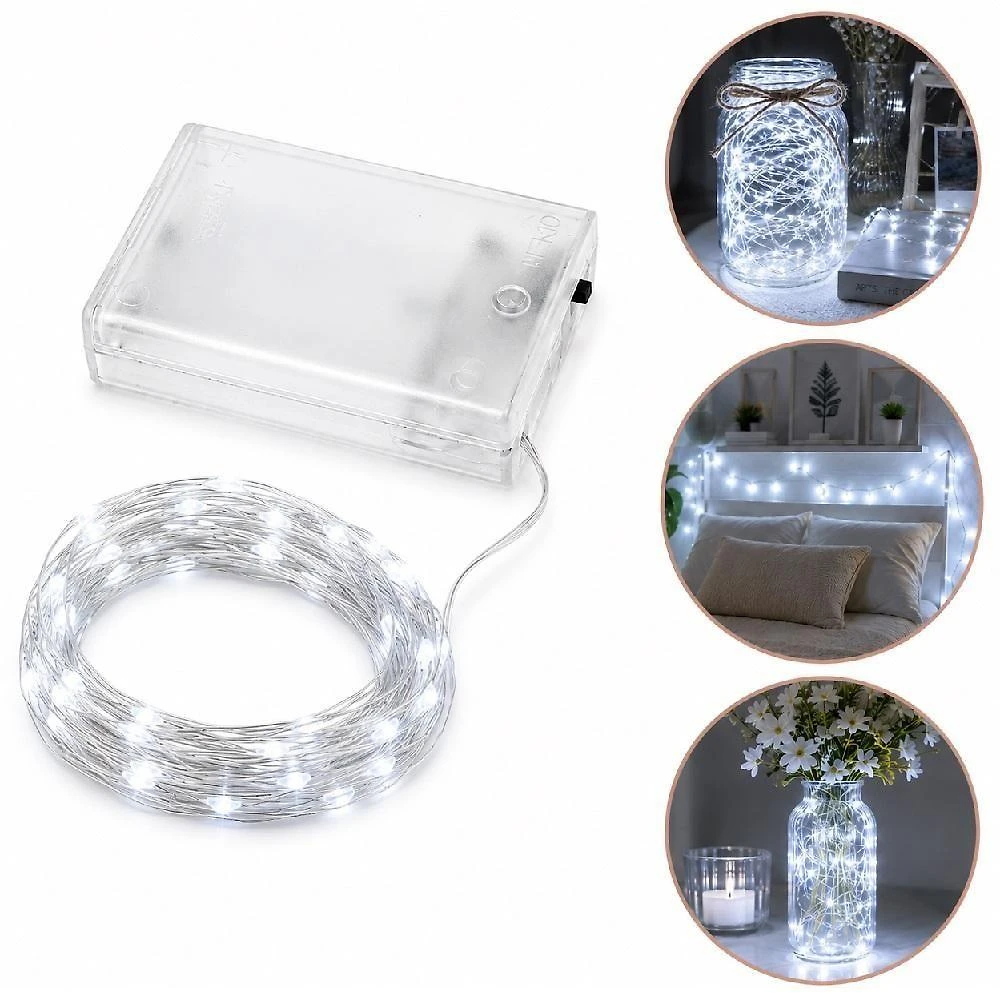 Fio de LED Fada Decorativo Cordao Led 5 Metros 50 Leds com Luz Branca Quente e Efeito Aconchegante