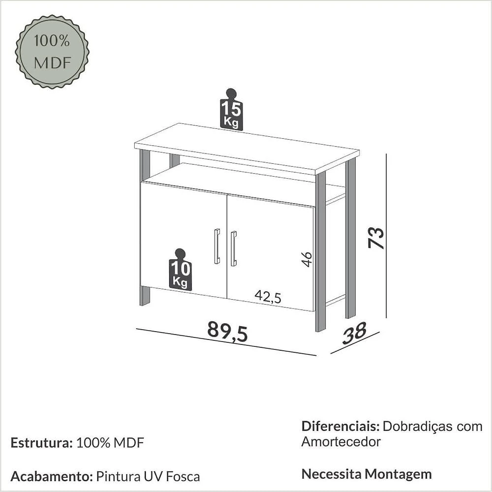 Miniatura Armário para Escritório 2 Portas 100% Mdf Freijo/ Off White