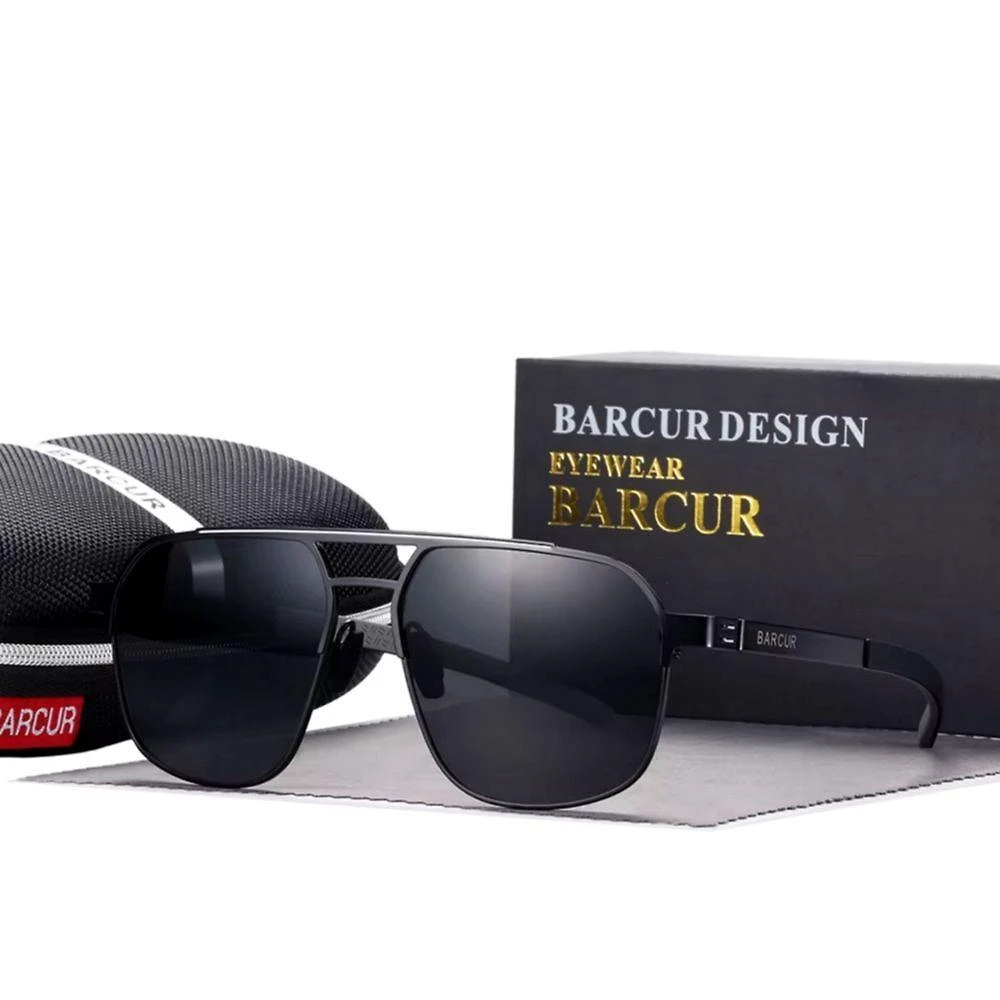 Óculos De Sol Polarizados Design Quadrado Com Proteção Uv400 Cinza Escuro
