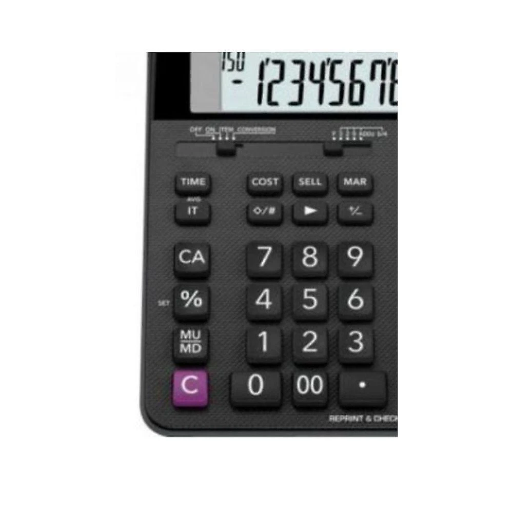 Calculadora com Bobina Compacta Casio HR150RC-B Impressão em 2 Cores Relógio e Calendário Preta