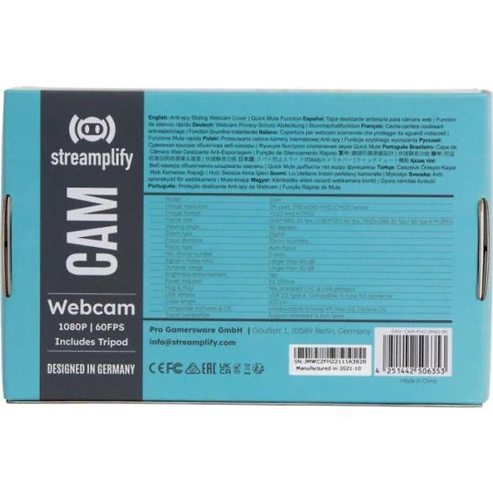 Webcam Full Hd 1080p 60fps Cam Preta Streamplify