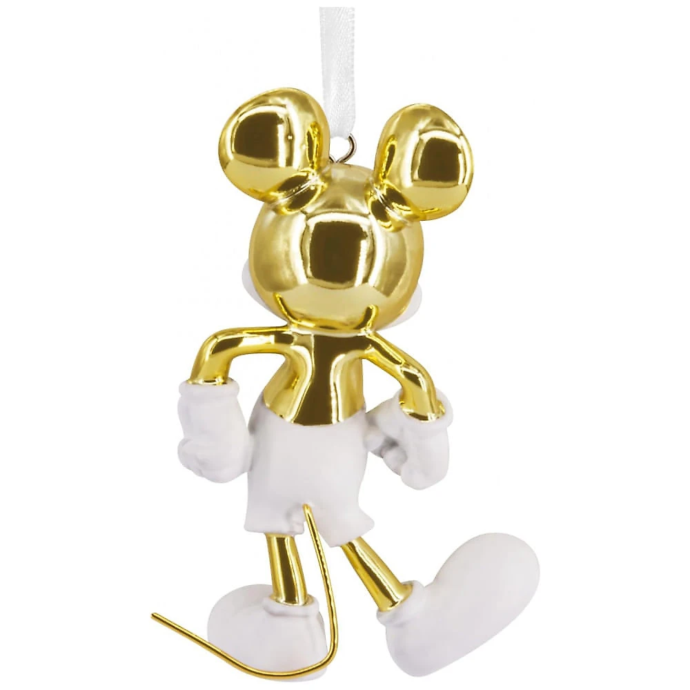 Enfeite Natalino Hallmark Signature 2025 Disney Mickey Mouse Branco e Dourado, Cerâmica, 5,7 x 8,3 x 3,2cm