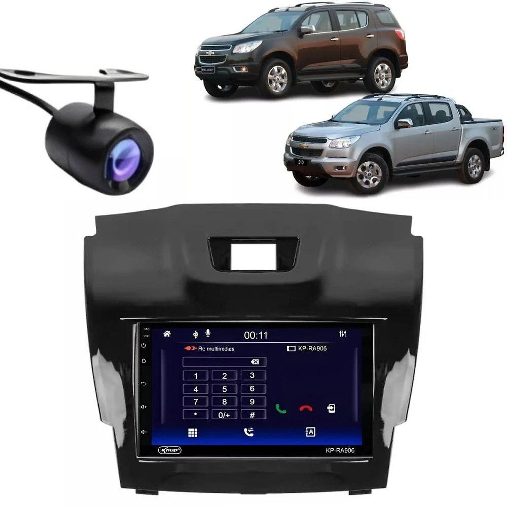 Central Multimídia Automotiva Android Auto GM S10 7 Touch Screen Bluetooth Wi-Fi USB com Câmera