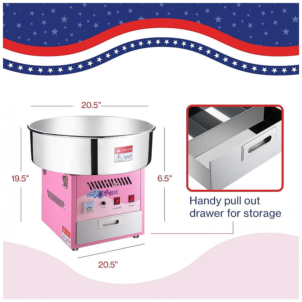 Máquina de Algodão Doce Elétrica com Tigela de Aço Inoxidável e Silenciosa, 1000W, 110v, GREAT NORTHERN POPCORN COMP...