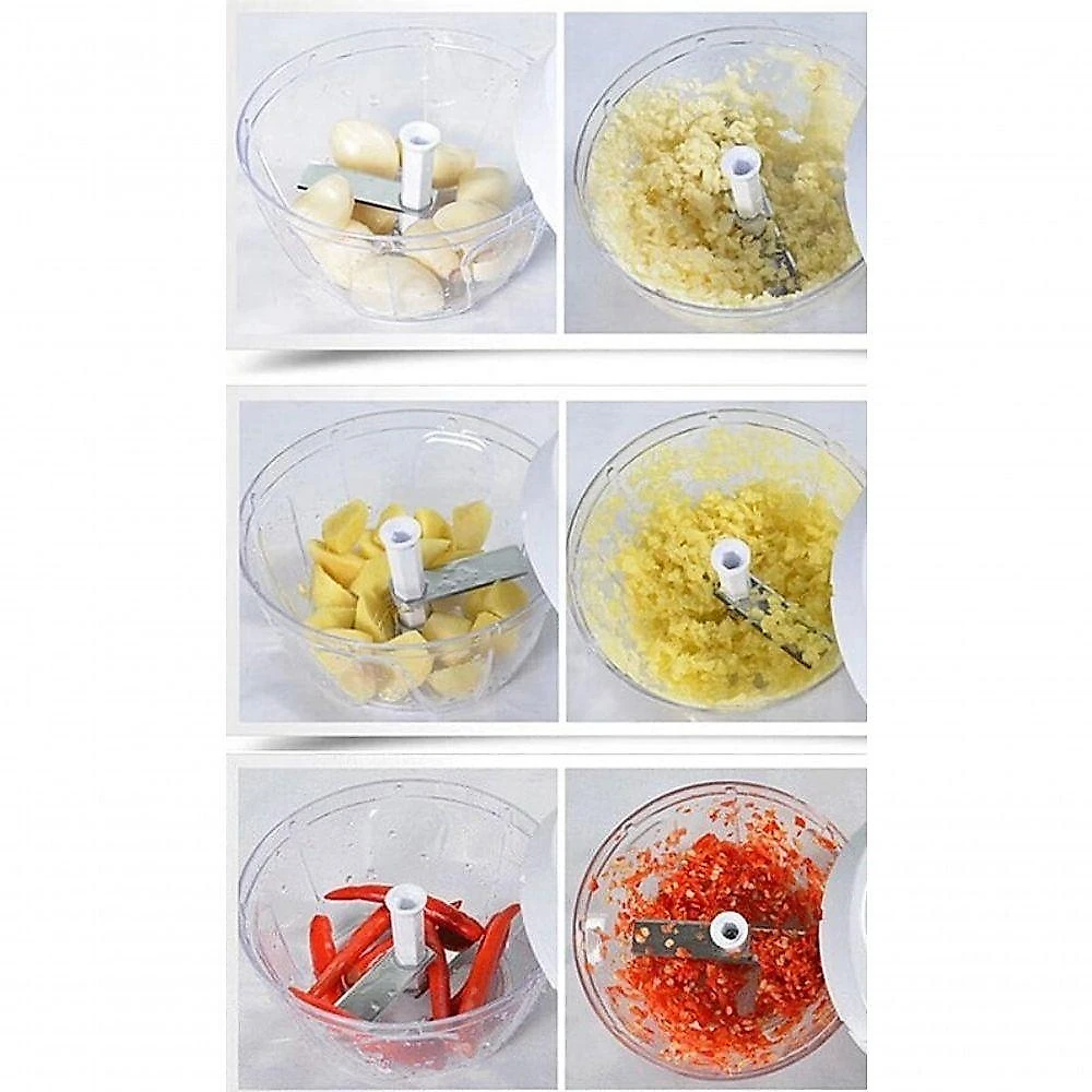 Triturador e Processador de Alimentos Manual Portátil com Lâminas em Aço Inoxidável Base