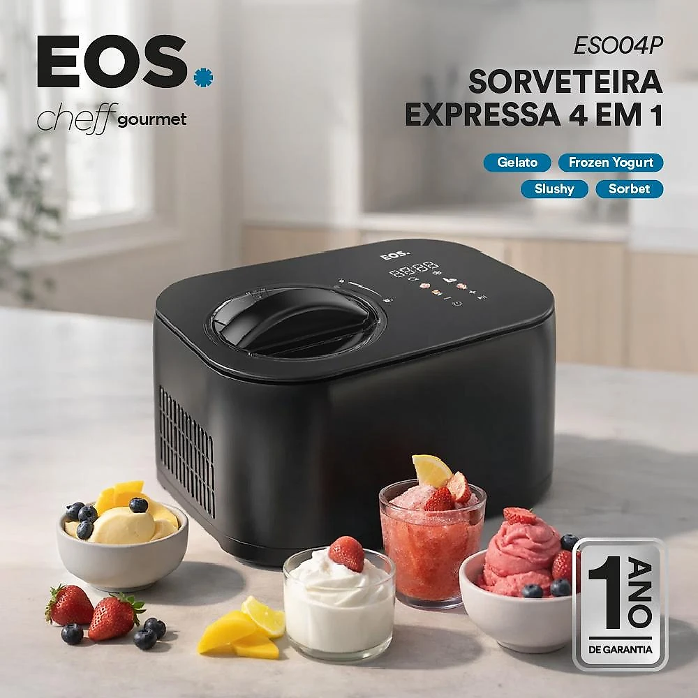 Sorveteira Expressa EOS 1 Litro 4 em 1 Digital All Black ESO04P 220V