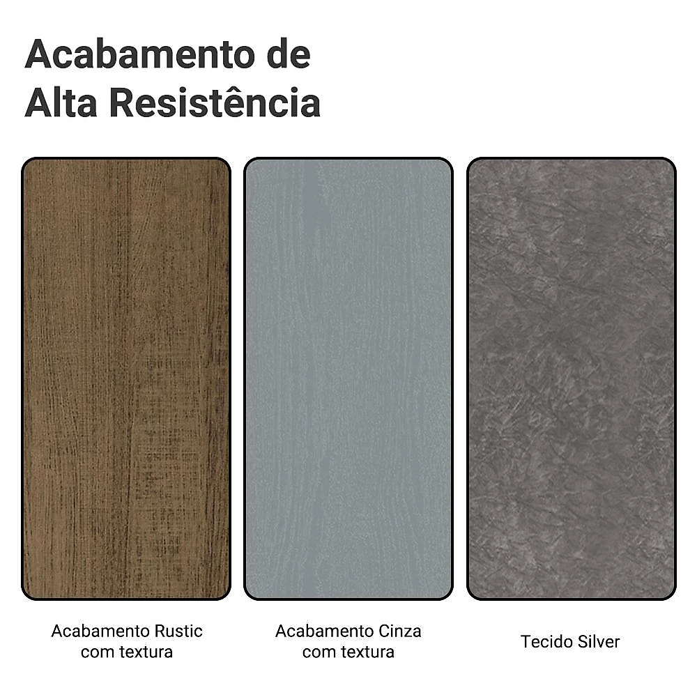 Conjunto Sala de Jantar Mesa Tampo de Vidro 4 Cadeiras Rustic/Cinza/Silver Anne Madesa Rustic/Cinza/Silver