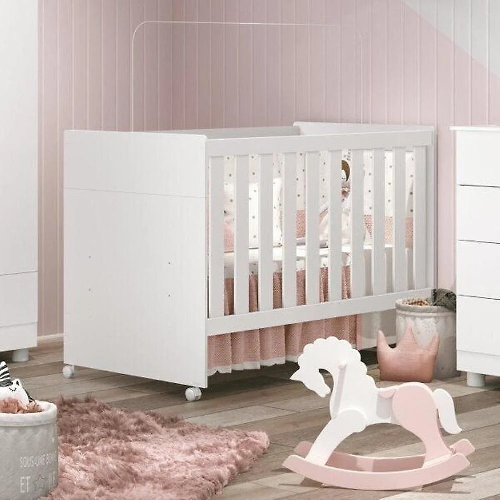 Quarto Completo Zaki com Berço 3 em 1 Katatau Branco Fosco