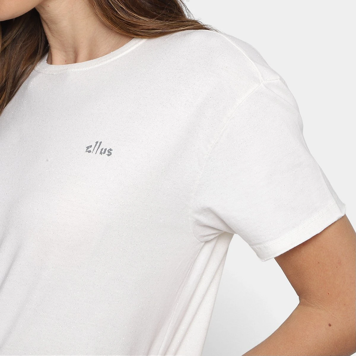 Miniatura Camiseta Ellus Glitter Feminina Off White - G