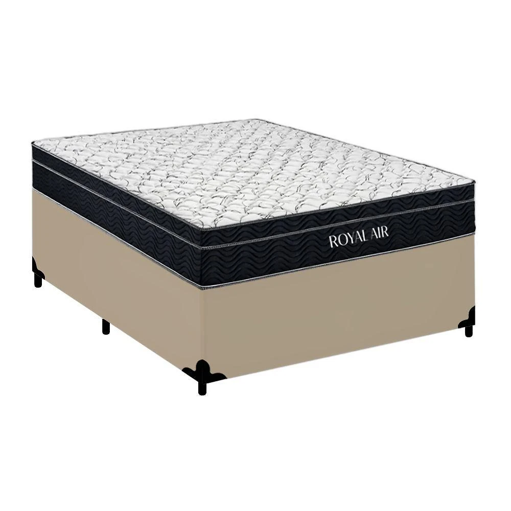 Cama Box com Colchão Casal Royal Air Pillow Top Molas Ensacadas Bege Royal