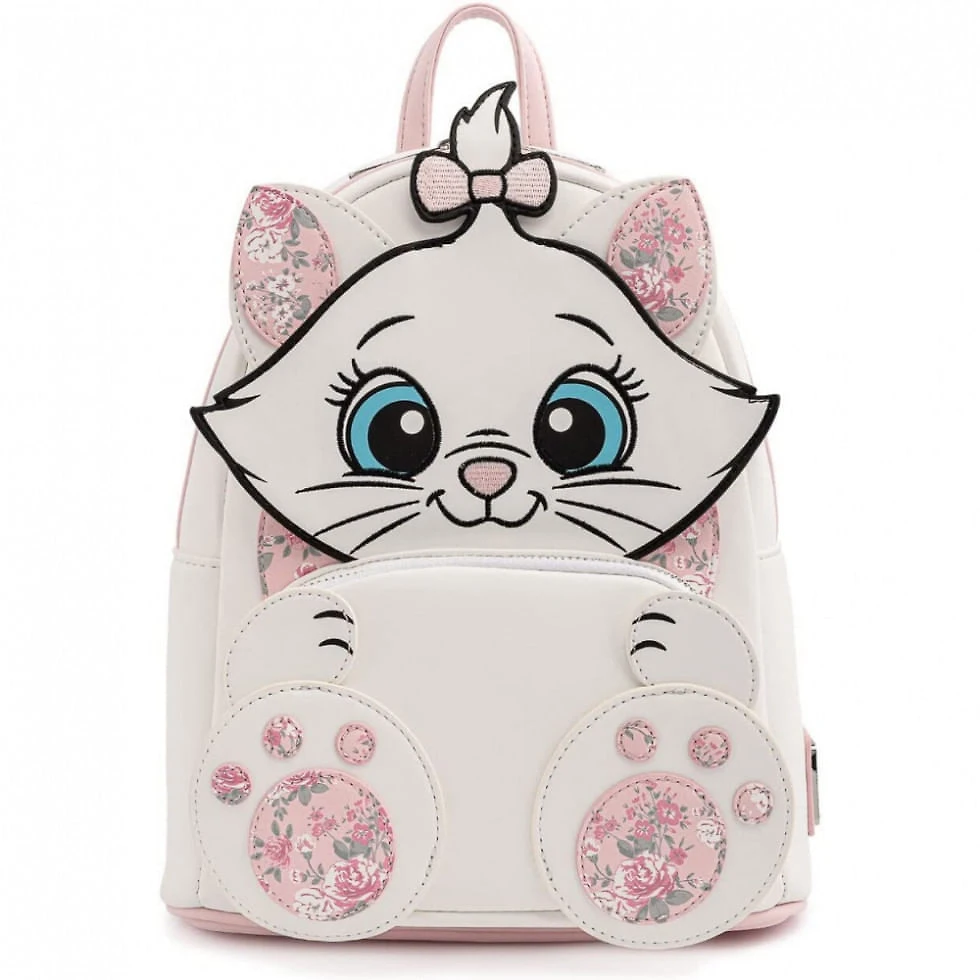 Mochila Escolar Infantil Loungefly Disney Marie Floral para Crianças a Partir de 12 Anos, Branca