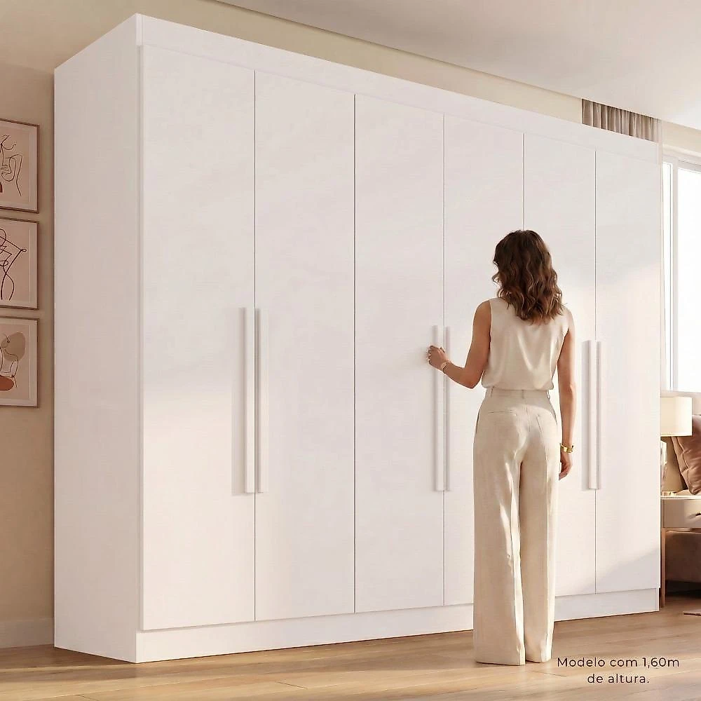 Guarda Roupa Casal 6 Portas 2 Gavetas Malta Yescasa Branco
