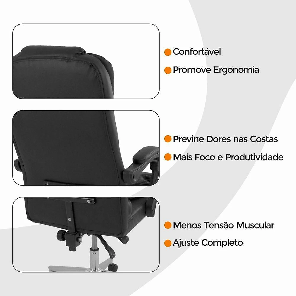 Cadeira De Escritorio Ergonomica Presidente Apoio Para Pés Preto