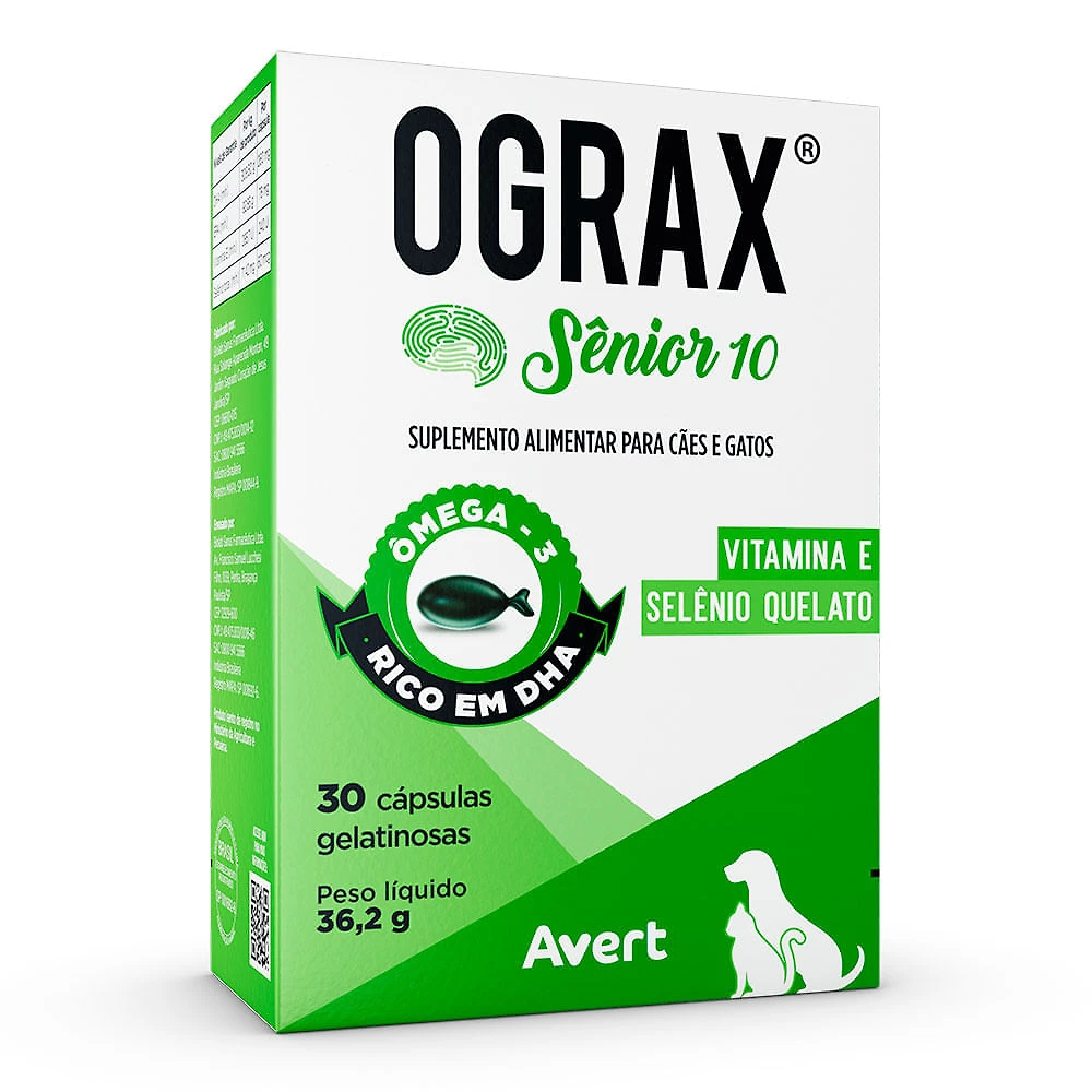 Ograx Sênior 10 para Cães e Gatos 30 Cápsulas Gelatinosas