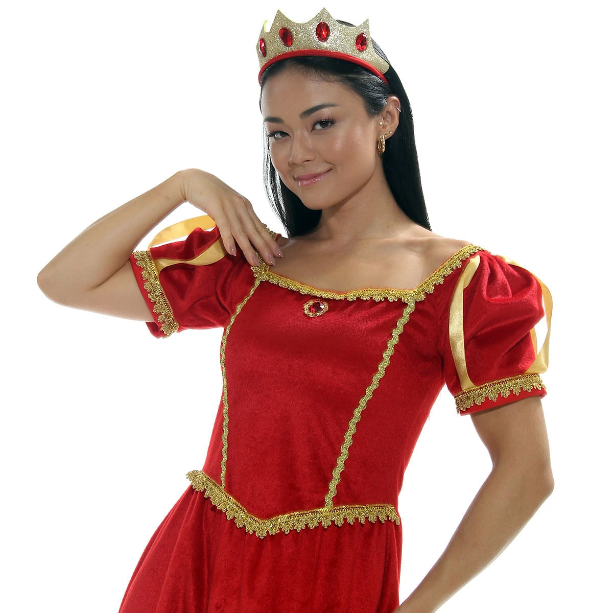 Miniatura Fantasia de Rainha Vestido Adulto de Veludo Vermelho e Coroa G