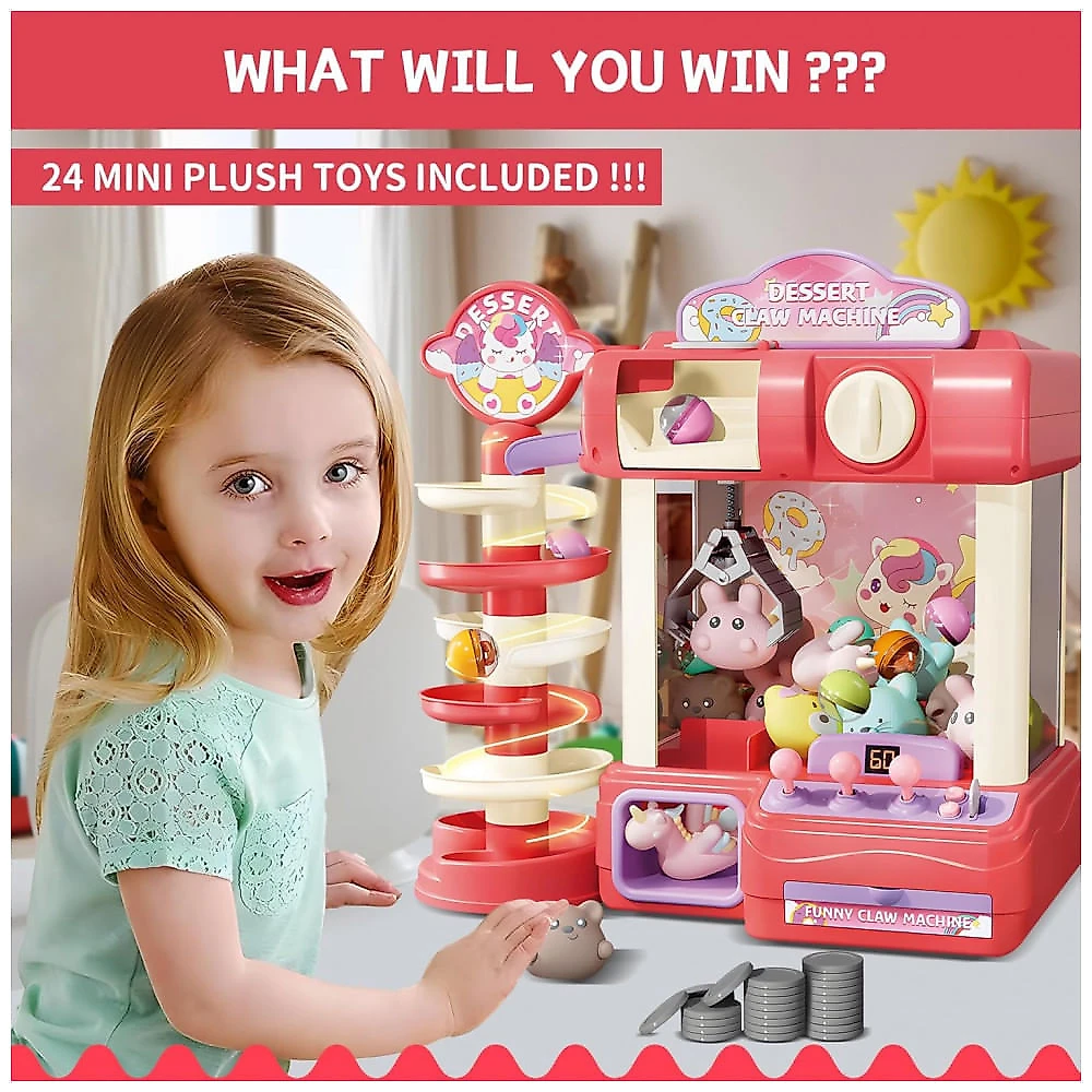 Máquina de Garra ROHSCE Azul, Brinquedo Arcade Infantil com Luzes e Sons, Vending de Doces para Crianças de 6 a 12 Anos