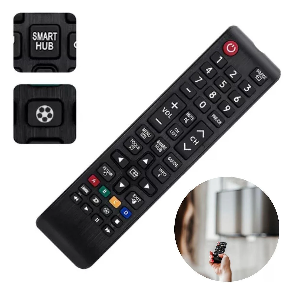 Miniatura Controle Universal Samsung Tv Smart Menu Rápido + Pilhas