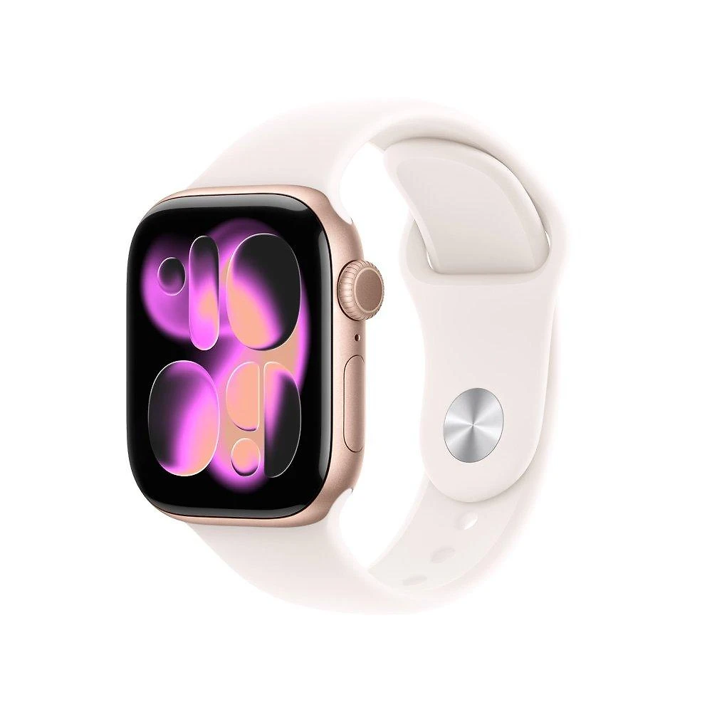 Apple Watch Series 11 GPS, Caixa Cor de Ouro Rosa de Alumínio de 42 mm, Pulseira esportiva blush-clara, Tamanho P/M - MEU04AM/A