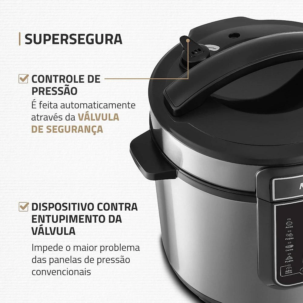 Panela de Pressão Elétrica 6L Mondial Master Cooker PE60 Preta Inox 127V 127V