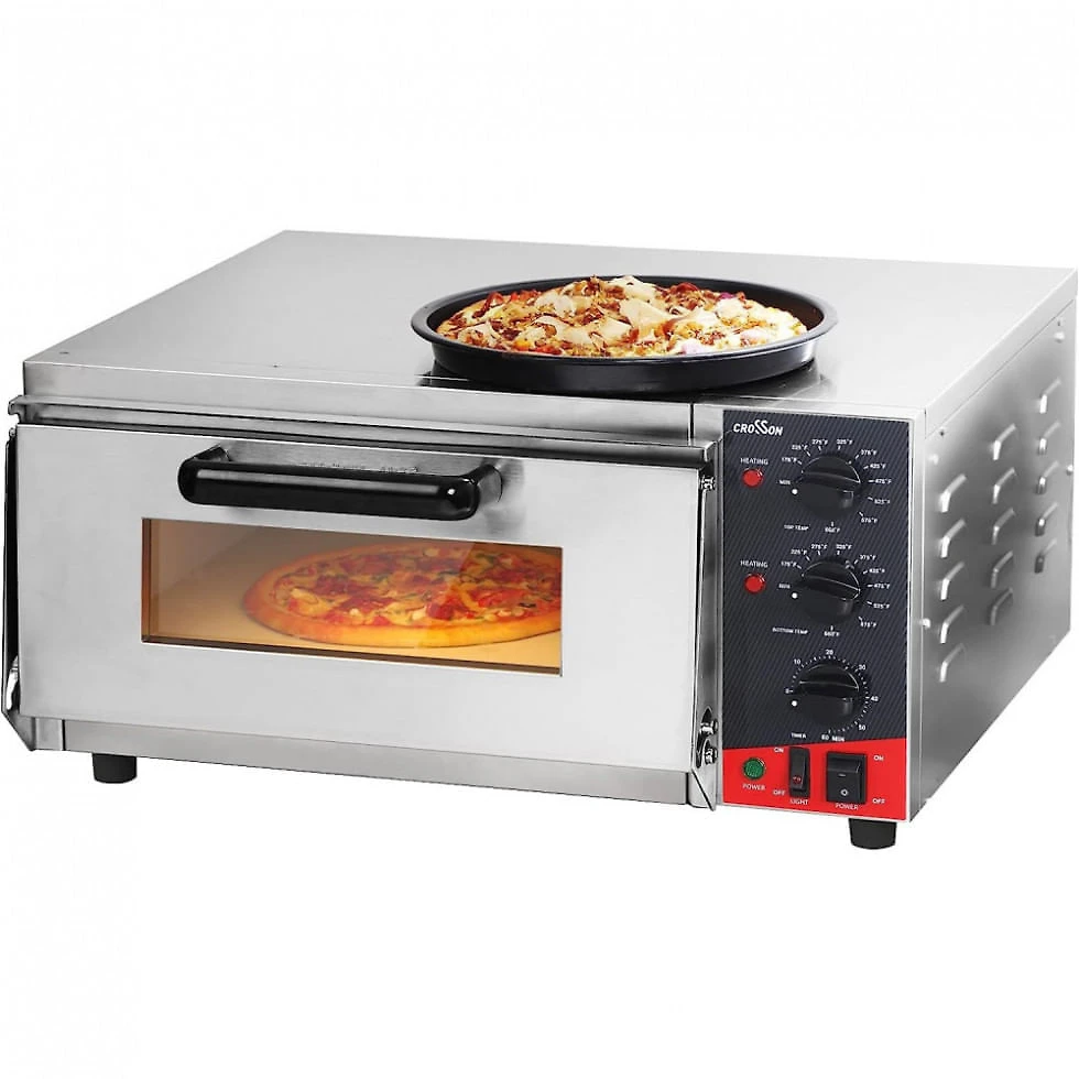 Forno de Pizza Elétrico com Pedra de Pizza e Temporizador 110V 1600W Crosson Prata