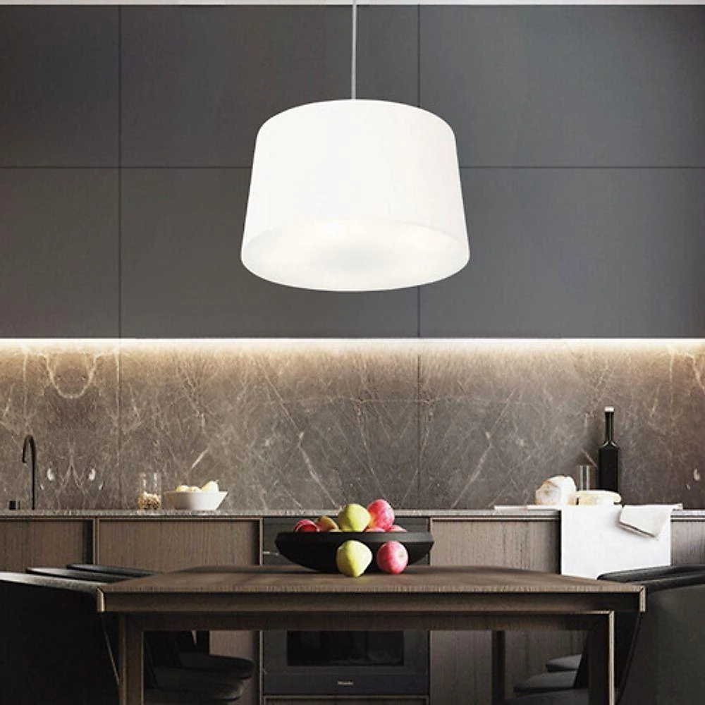Lustre Pendente Cone Vivare Md-4156 Cúpula Em Tecido 30/45x40cm - Bivolt Branco 127/220v