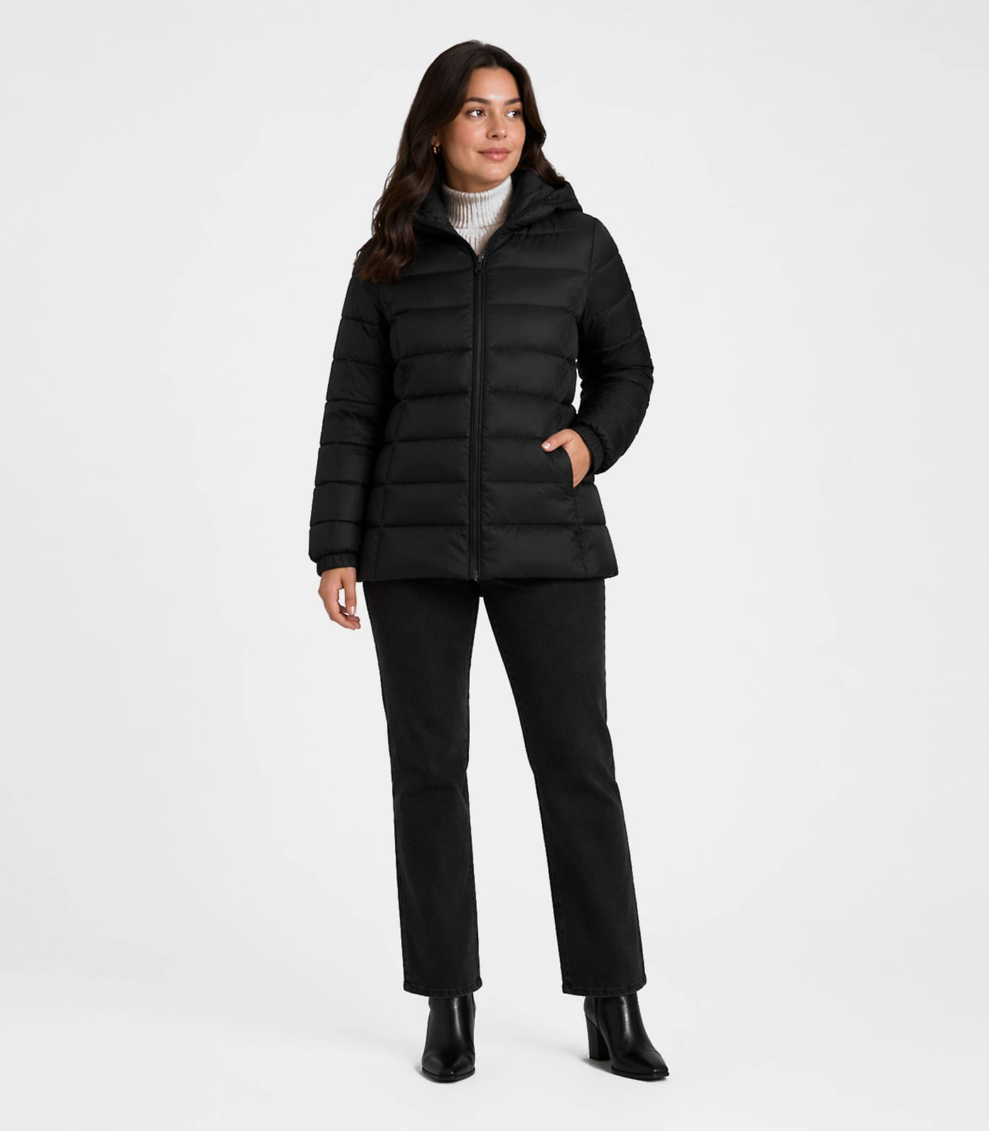 Miniatura Jaqueta Feminina Plus Size Com Capuz Sea Surf Preto G1