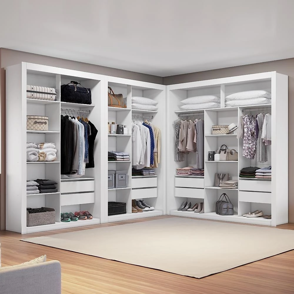 Closet Modulado 8 Gavetas 15 Prateleiras Branco Amoudi Móveis Branco