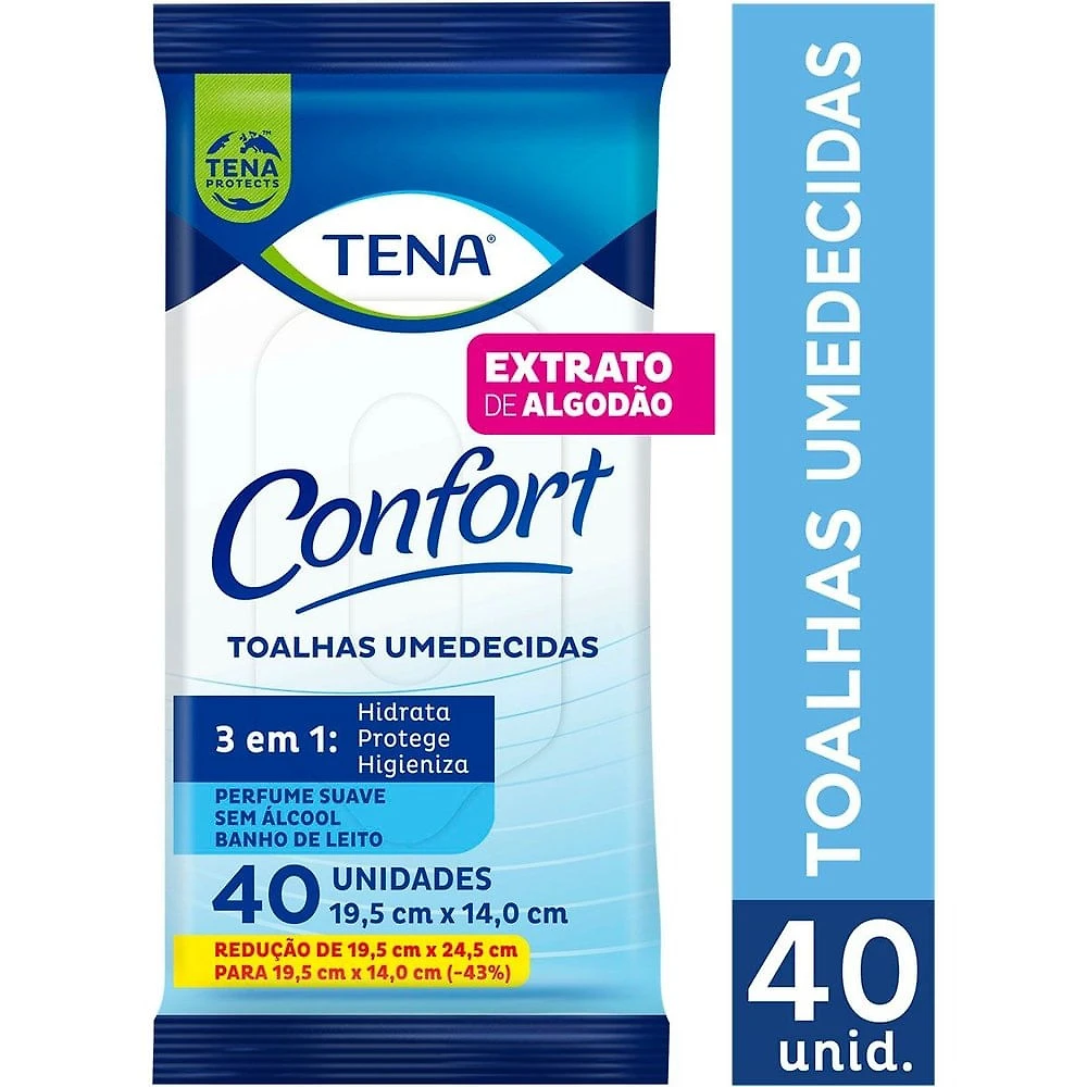 Toalhas Umedecidas Tena Confort Compacta 40 Unidades