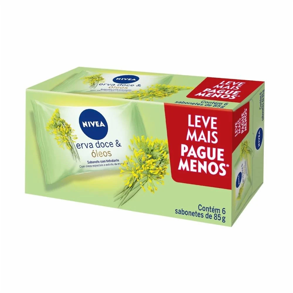 Kit Sabonete Barra Nivea Erva Doce 6 Unidades 85g Cada